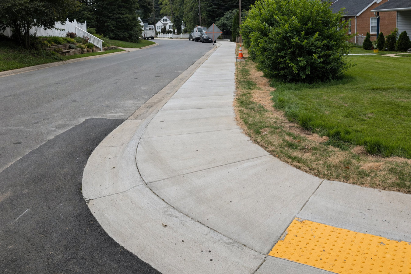 Concrete curbing and sidewalks